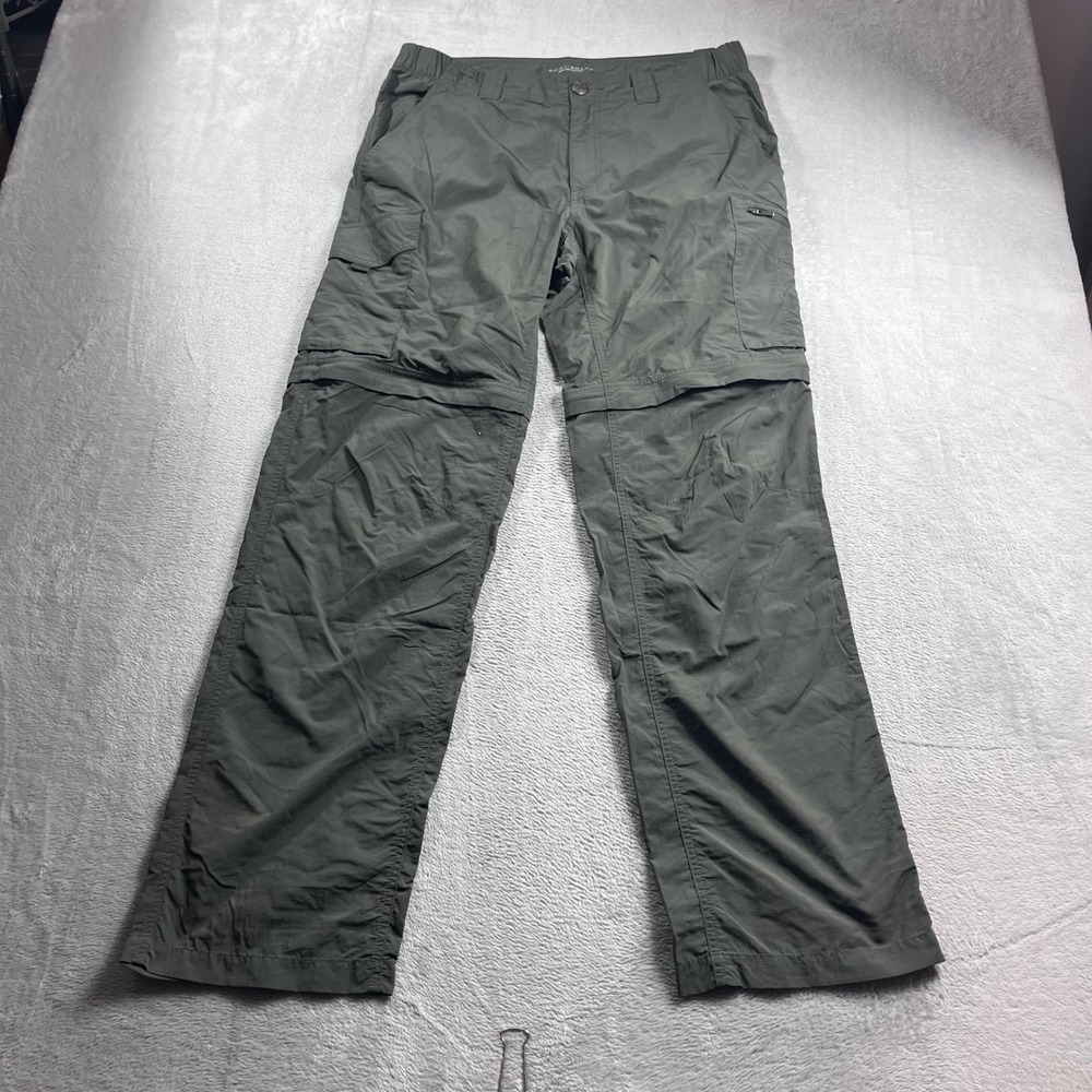 Columbia Omni-Shade Convertible Cargo Hiking Pants Mens 34x32 Grey Green